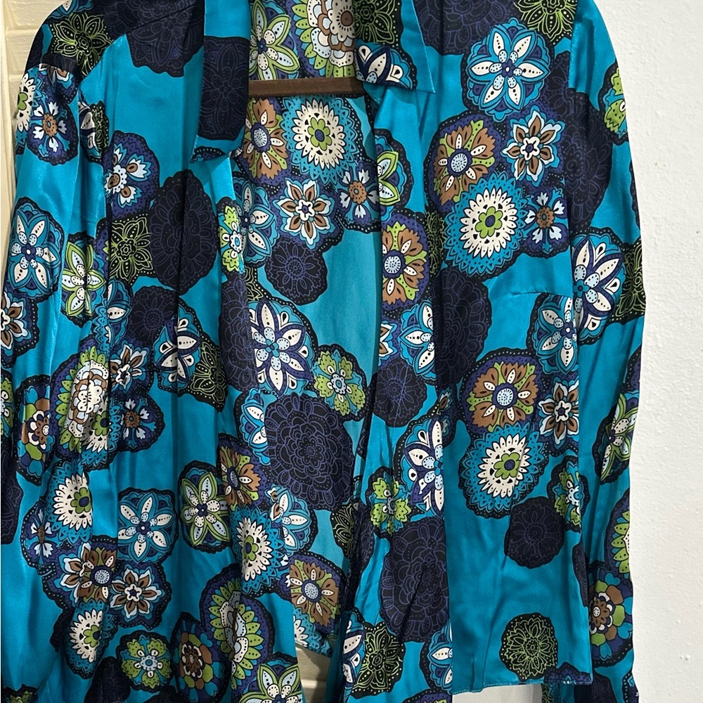 Spenser Jeremy Blue and Brown Floral Blouse